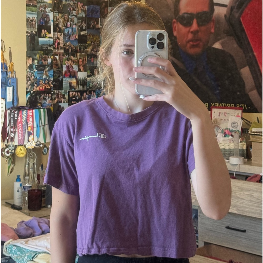Purple Champion Cropped Shirt